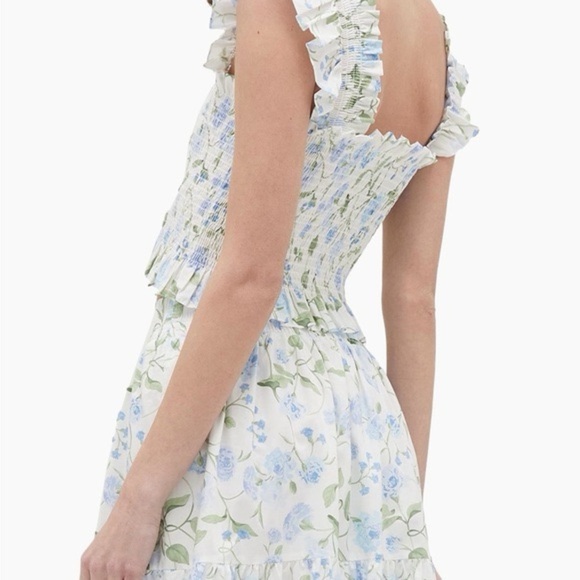 HILL HOUSE HOME Paz Cotton Poplin Floral Peony Bouquet Print Nap Top Blue Green - Picture 3 of 7